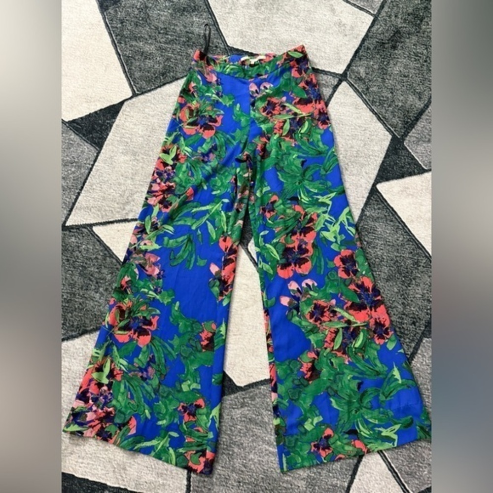 RACHEL Rachel Roy Blue and Green Wide Leg Pants Size 2 - Picture 2 of 10